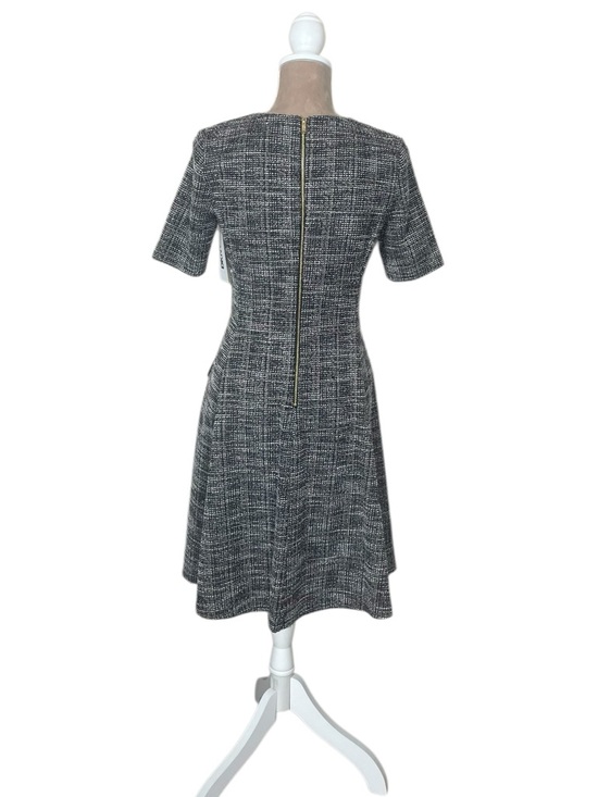 NWT Dkny Contrast Pockets Tweed Fit & Flare Midi Dress